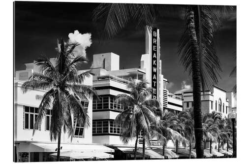 Tableau en plexi-alu Floride noire - Magnifique art déco de Miami Beach