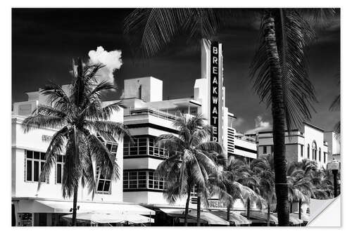 Selvklebende plakat Black Florida - Wonderful Miami Beach Art Deco