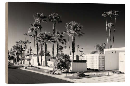 Tableau en bois Californie noire - maison blanche rétro