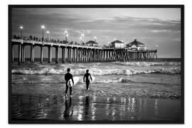 Gerahmter Kunstdruck Schwarzes Kalifornien - Huntington Beach Surf City
