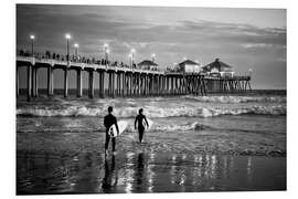 Foam board print Black California - Huntington Beach Surf City