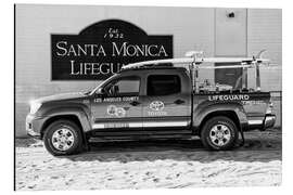 Aluminiumsbilde Black California - Lifeguard Truck Santa Monica