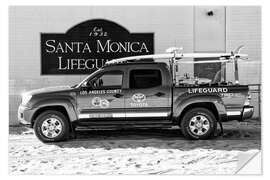 Selvklebende plakat Black California - Lifeguard Truck Santa Monica