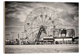 Tableau en bois Manhattan noir - Wonder Wheel - Philippe HUGONNARD