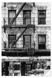 Selvklebende plakat Black Manhattan - Soho Building Facade