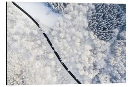 Magnettafel Straße durch Winterwald I