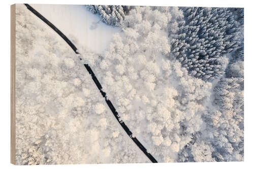 Wood print Road through winter forest I