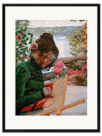 Framed art print Marie, with embroidery
