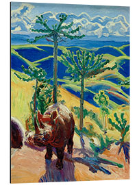 Aluminium print Rhinoceros and Euphorbia Trees