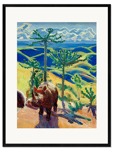 Impression artistique encadrée Arbres rhinocéros et euphorbe