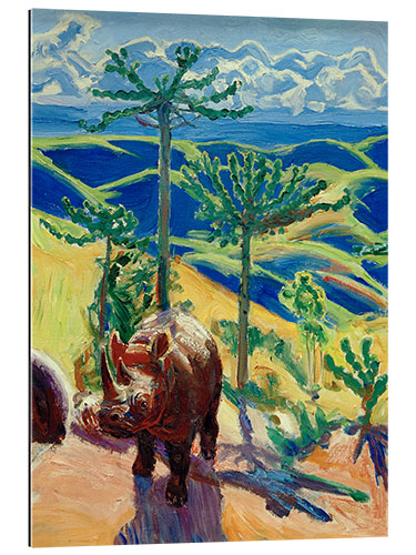 Gallery print Rhinoceros and Euphorbia Trees