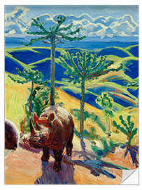 Wandsticker Rhinozeros und Euphorbia-Bäume