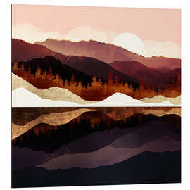 Magnettafel Rosa Berge spiegeln sich im Wasser