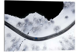 Gallery print Car on the snow-covered mountain road