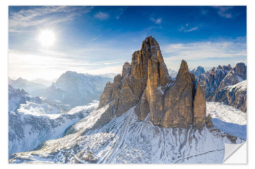 Selvklebende plakat Tre Cime di Lavaredo, Dolomites