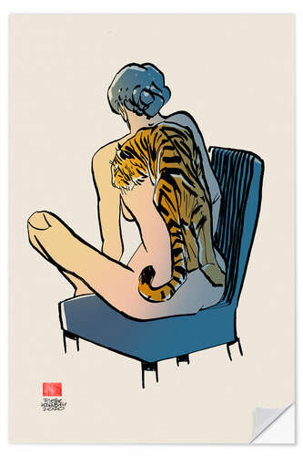Wandsticker Nackter Tiger