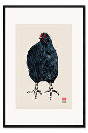 Gerahmter Kunstdruck Schwarzes Huhn