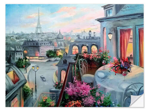 Selvklebende plakat Paris for two lovers