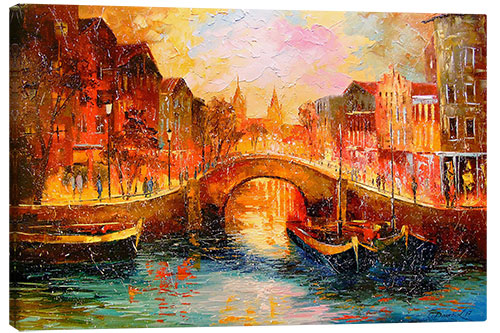 Tableau sur toile Soirée à Amsterdam