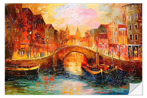 Selvklebende plakat Evening in Amsterdam