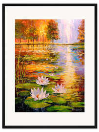 Gerahmter Kunstdruck Herbstteich