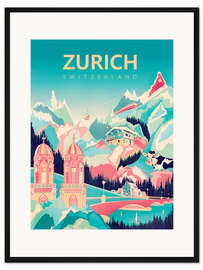Gerahmter Kunstdruck Zürich, Schweiz
