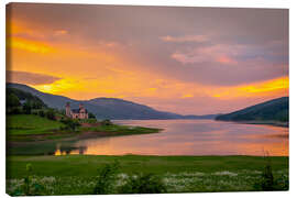 Canvas print Sunset on Lake Mavrovo, North Macedonia