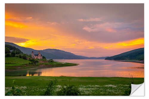 Wall sticker Sunset on Lake Mavrovo, North Macedonia