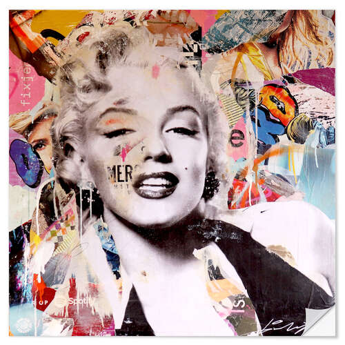 Selvklebende plakat Marilyn Monroe Pop Art Smile