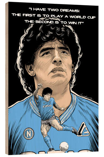 Wood print Diego Armando Maradona