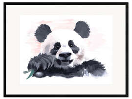 Gerahmter Kunstdruck Panda beim Essen