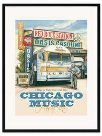 Plakat artystyczny premium w ramie Chicago Music Festival '68