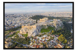 Gerahmter Kunstdruck Die Akropolis von Athen von einer Drohne