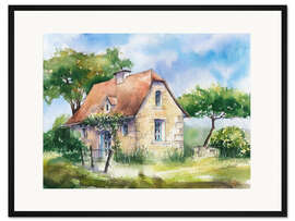 Gerahmter Kunstdruck Landhaus in Frankreich