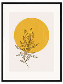 Gerahmter Kunstdruck Sonnenuntergang mit Olivenzweig