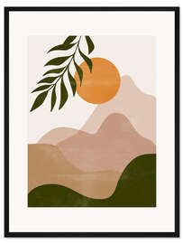 Gerahmter Kunstdruck Sonnenuntergang in den Bergen