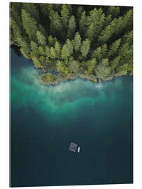 Akrylbilde  Forest by the lake from above - Lukas Saalfrank