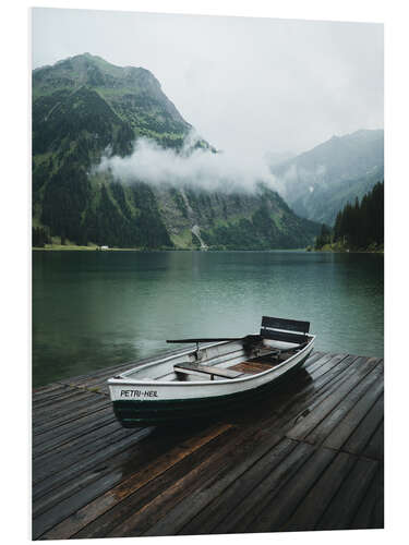 PVC-taulu Boat on the mountain lake