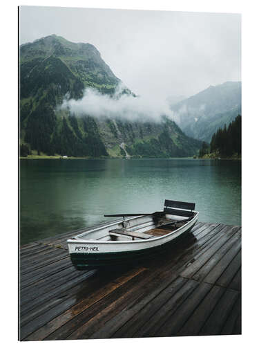 Gallery print Boat on the mountain lake