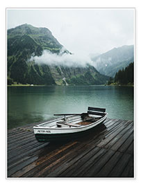 Poster Barca sul lago di montagna
