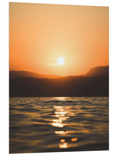 Quadro em PVC Pôr do sol no Lago Garda