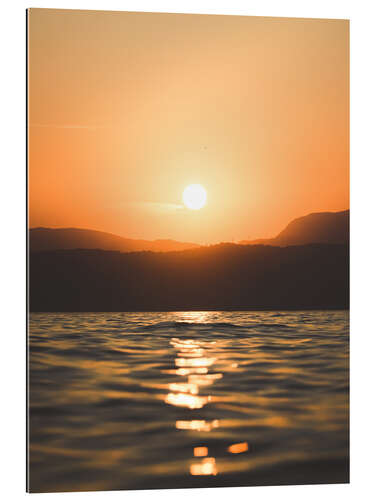 Tableau en plexi-alu Coucher de soleil sur le lac de Garde