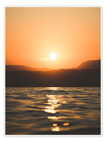 Poster Coucher de soleil sur le lac de Garde