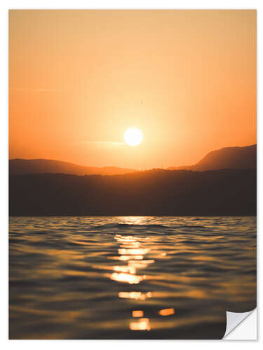 Selvklæbende plakat Sunset on Lake Garda