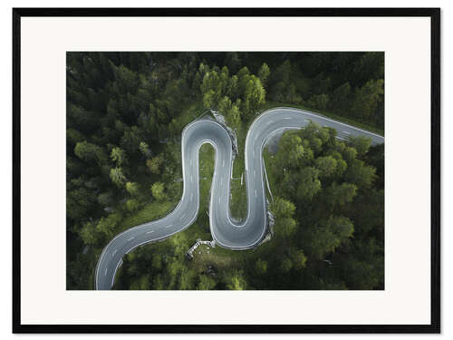 Framed art print Curvy road in the forest
