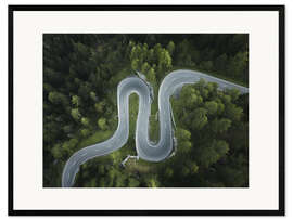 Impression artistique encadrée Route sinueuse dans la forêt