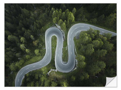 Naklejka na ścianę Curvy road in the forest