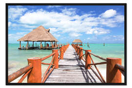 Gerahmter Kunstdruck Steg am karibischen Meer