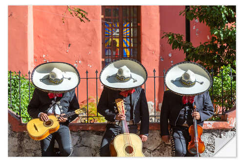 Sticker mural Trois musiciens mexicains