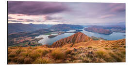 Alubild Sonnenuntergang auf Wanaka See, Neuseeland